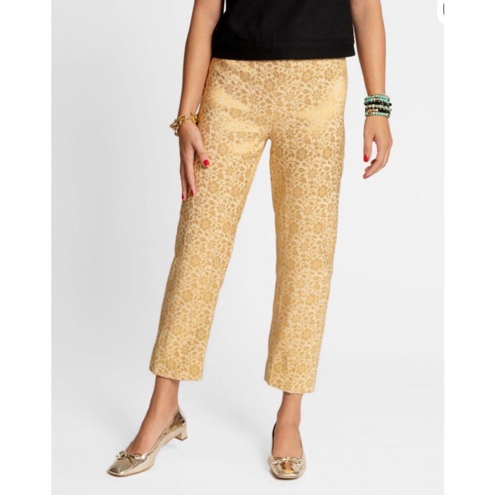 Frances Valentine Petrie Gold Jacquard Pants 12
